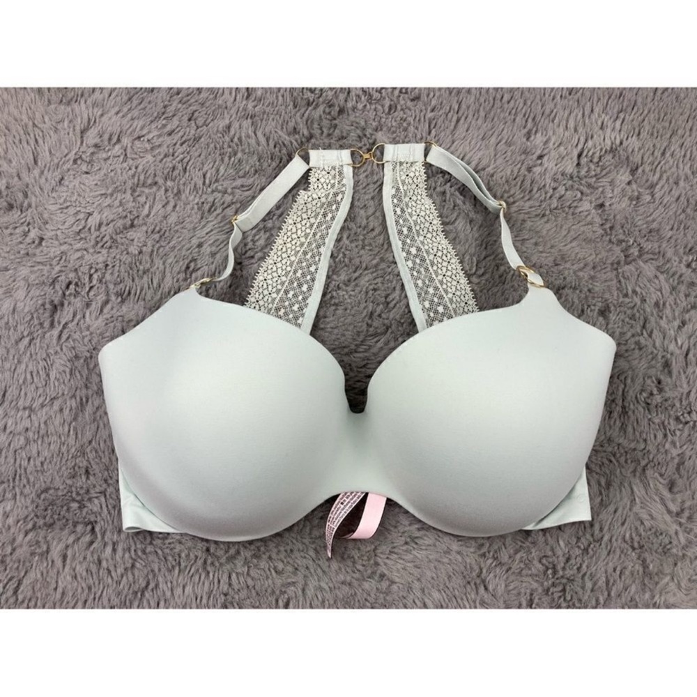 Victoria’s Secret mint green incredible lined demi bra with lace floral back